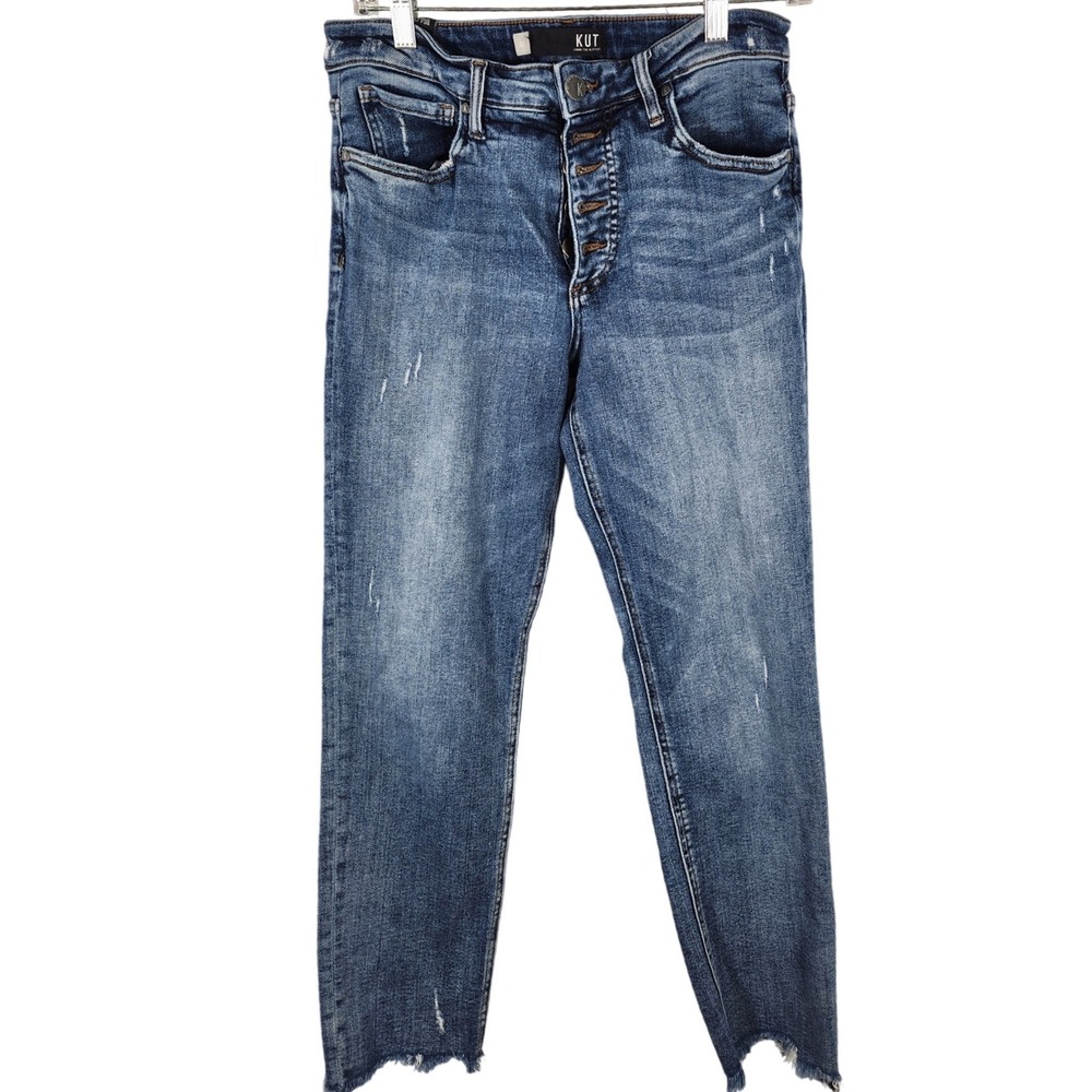 KUT From The Cloth Rachel Distressed High Rise Fab Ab Mom‎ Jeans Size 6L